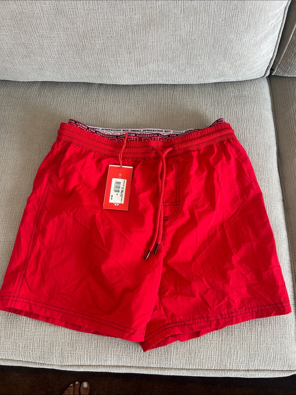 DIESEL Men's Red Drawstring Swim Shorts